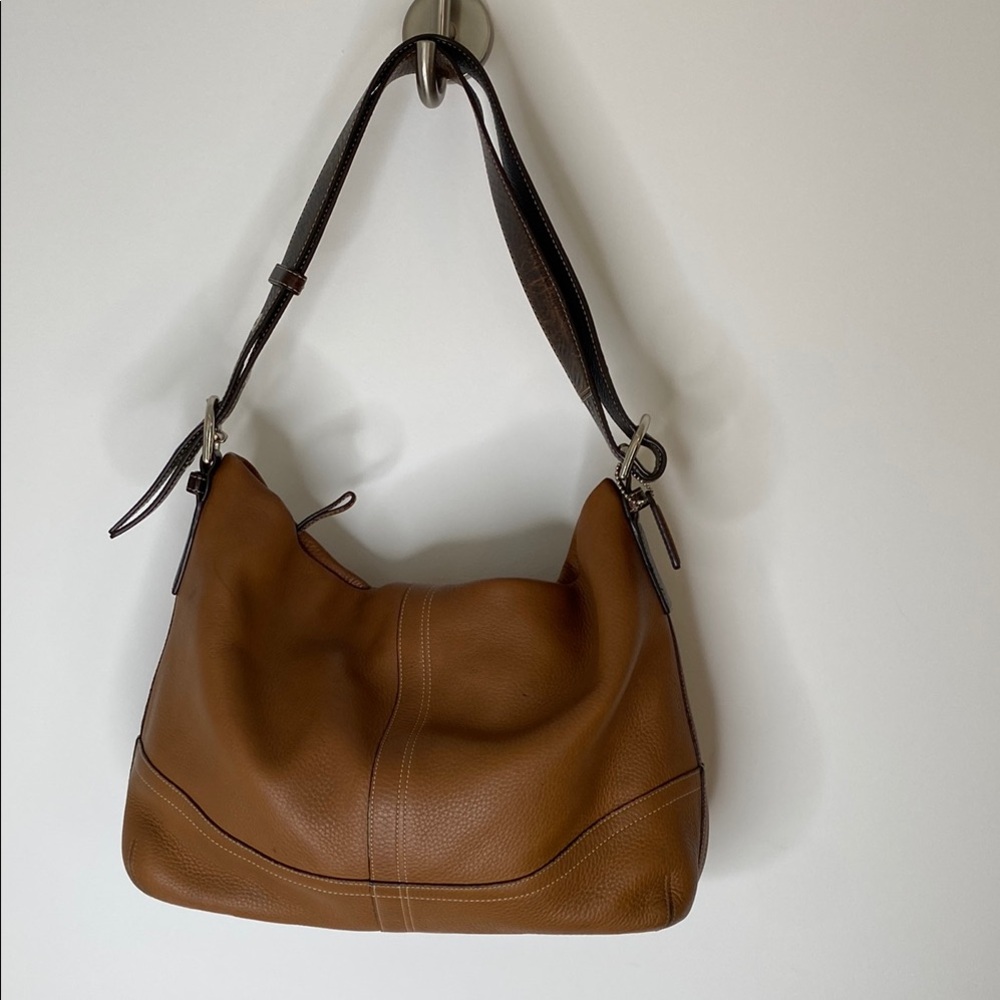 Brown Leather Hobo Shoulder Bag with Adjustable Strap